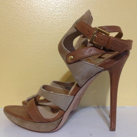 HERVE LEGER Suede / Leather Platform Sandal, Size 7.5, EU 37.5, NARROW !!!, NIB - Picture 5 of 8